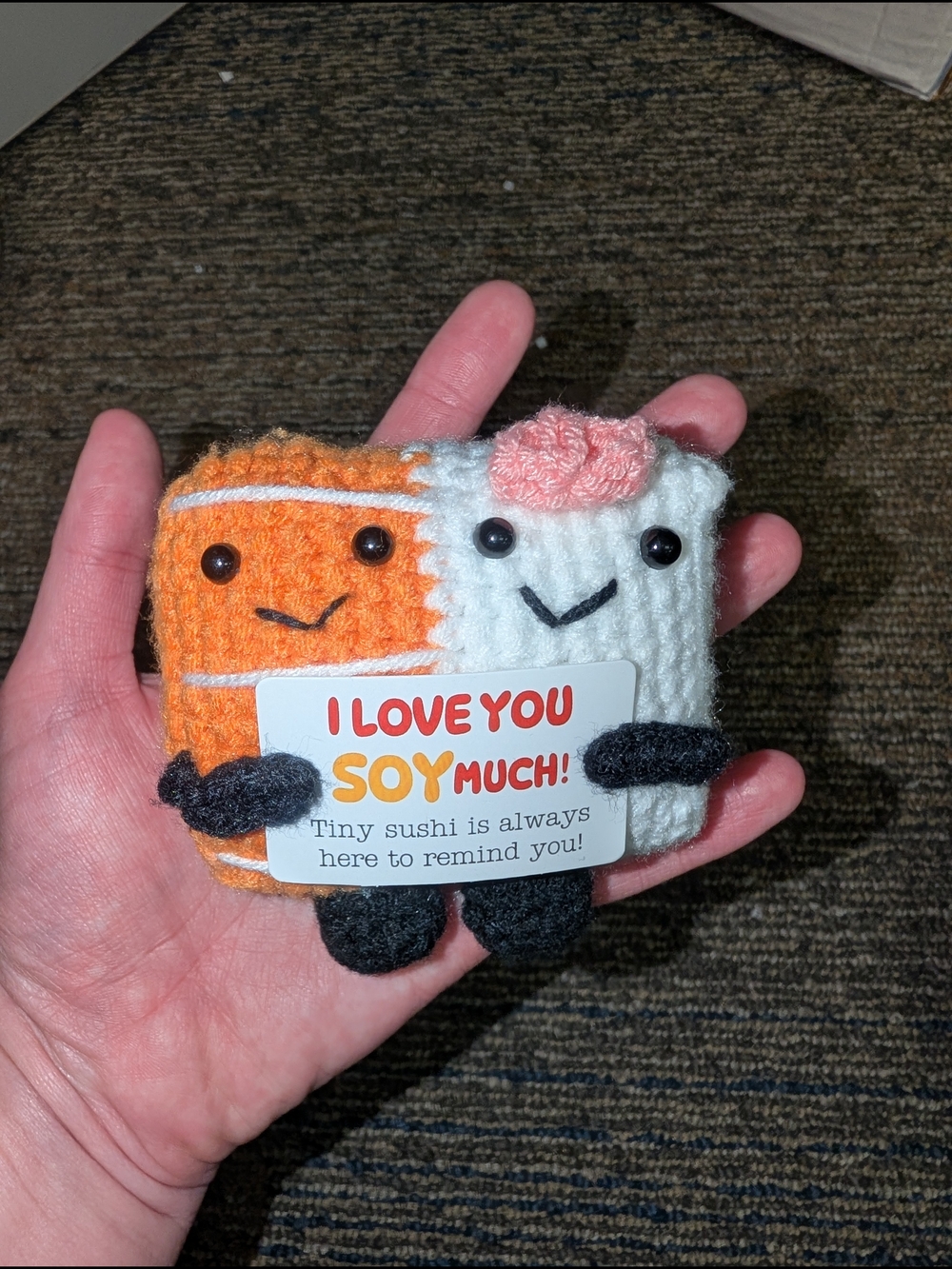 Crocheted Sushi Plush - Orange & White